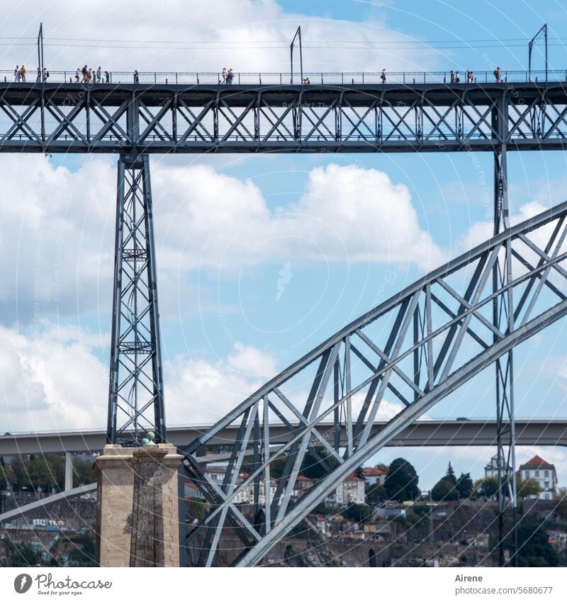 mindful | cross Bridge Steel Crossing vertiginously Steel bridge Bridge construction Detail Gray Vertigo Steel carrier Architecture steel braces Crossbeam