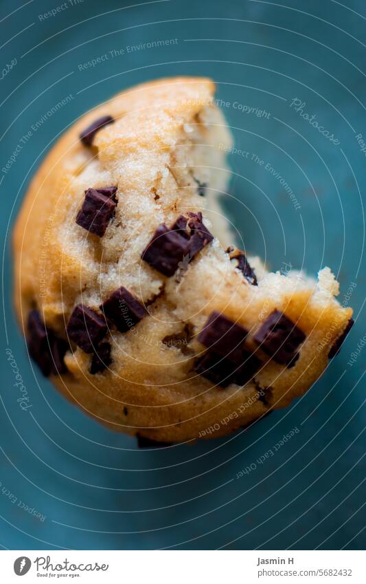 Muffin with a bite bitten into cute Delicious Colour photo Cake Candy Interior shot Deserted Dessert Baked goods Food Dough Close-up Feasts & Celebrations