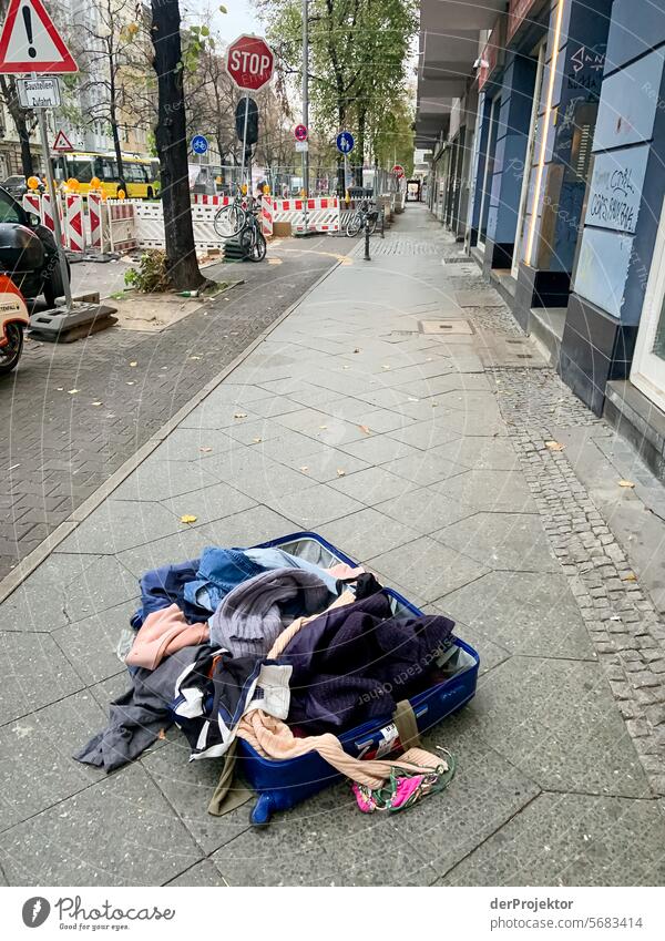 Street waste in Berlin IX metropolis Freedom City Berlin center Sunbeam urban Beautiful weather City life Sunlight Light Historic Buildings Town Colour photo