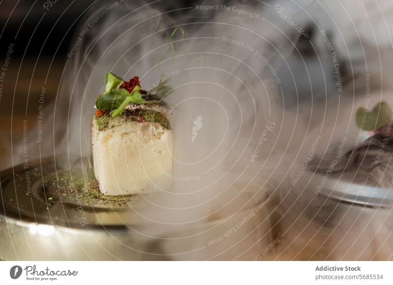 Exquisite fusion cuisine in a Michelin star restaurant gourmet dish smoke michelin zermatt switzerland local seasonal ingredients fine dining culinary art haute