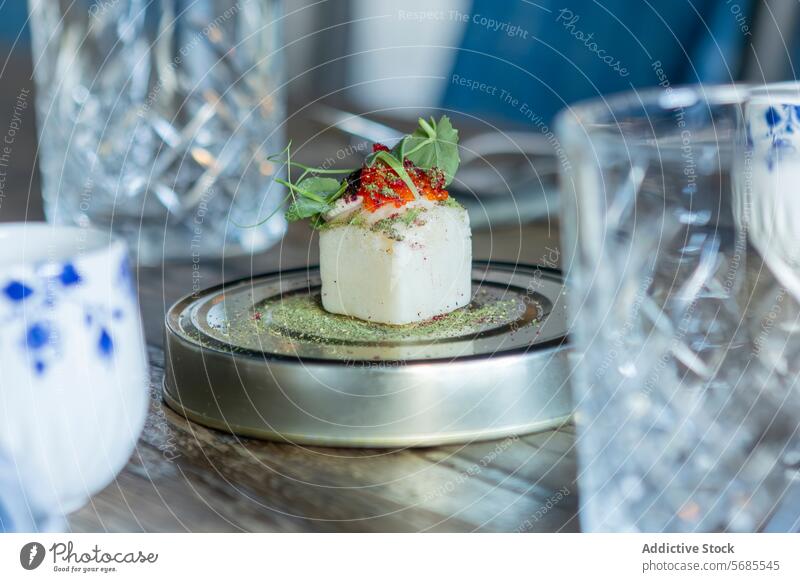 Elegant fusion cuisine at a Michelin Star restaurant in Zermatt michelin star zermatt switzerland elegant presentation dish gourmet food local seasonal