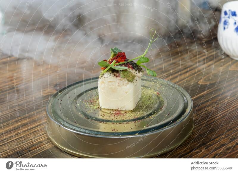 Exquisite fusion cuisine in a Michelin star restaurant gourmet dish smoke michelin zermatt switzerland local seasonal ingredients fine dining culinary art haute