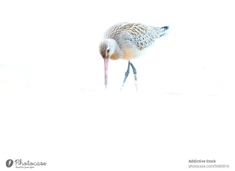 Bar tailed godwit on Asturias Coast During Migratory Passage bird wildlife nature asturias coast migratory passage foraging sea beach sand beak feather wading