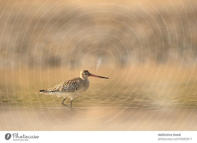 Bar tailed godwit during migratory passage in Asturias bird bar tailed godwit wildlife nature asturias coast shallow water plumage beak solitary wetland wading