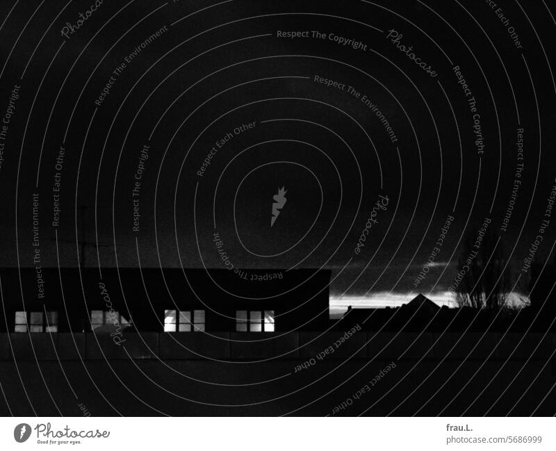 light House (Residential Structure) Night Evening Twilight Sky Dark Town Window Factory Tree Roof Winter Autumn