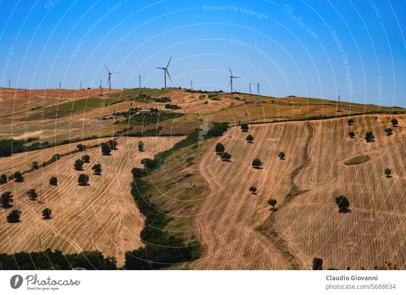 Country landscape near Lacedonia, Campania, Italy Avellino Europe Melfi agriculture bale color country day field hill mountain nature photography road rural