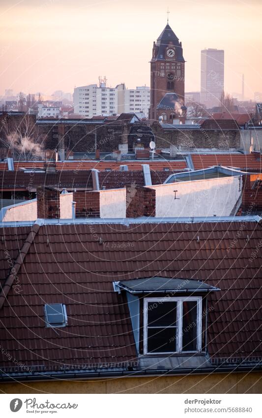 Berlin sights: The rooftops of Neukölln Winter real estate dwell Copy Space top Downtown Berlin Capital city High-rise Urbanization Copy Space right