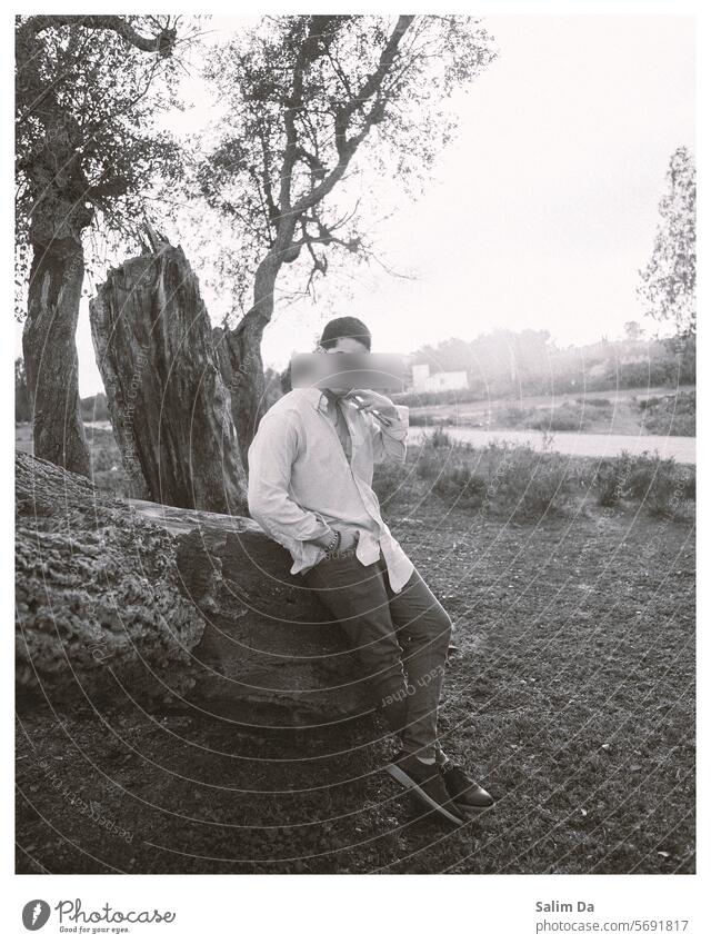 Aesthetic portrait of a stylish classy man in a natural environment Aesthetics aesthetic Black & white photo black and white Black and white photography Style