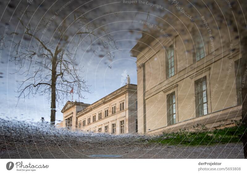 Berlin sights in the puddle XIII Winter real estate dwell Copy Space top Downtown Berlin Capital city High-rise Urbanization Copy Space right Copy Space left