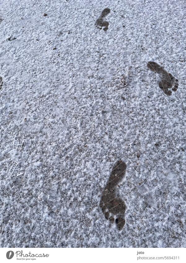 Footprints in the snow Snow Winter January February March Frost Imprint Tracks Structures and shapes Palm of the hand Contrast Rich in contrast icily icy cold