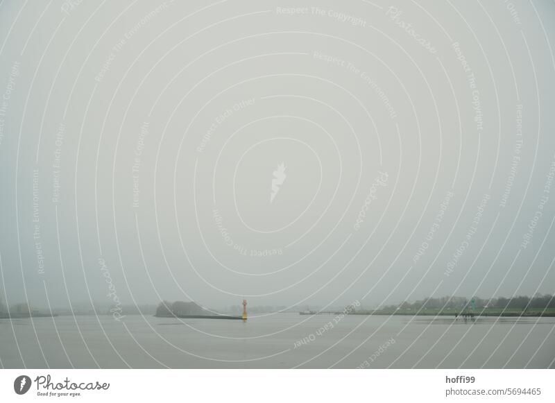 Headland with signal / lighthouse of a harbor entrance on the Weser Promontory Lighthouse Signal navigation signs Horizon Navigation coast Bremen wide Water