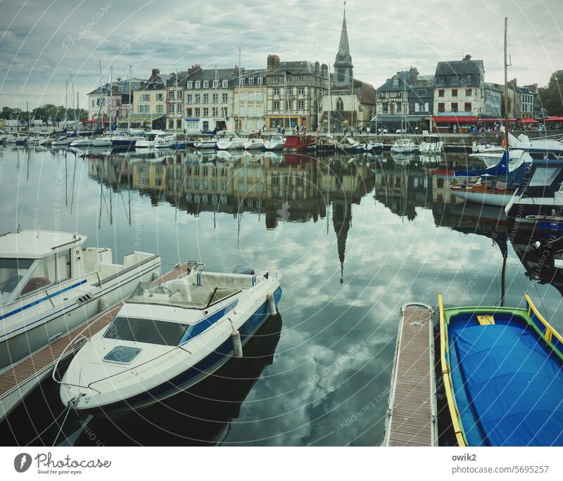 Honfleur, Old Port France Normandie Port City Exterior shot Colour photo Harbour Tourist Attraction Town Sky Clouds houses Old town medieval Historic