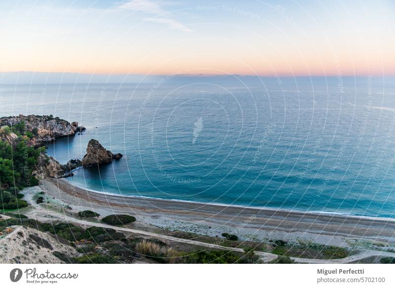 Cala del Cañuelo, beach located in the natural area Acantilados de Maro, in the municipality of Nerja, Malaga cañuelo cove nerja malaga andalusia mediterranean