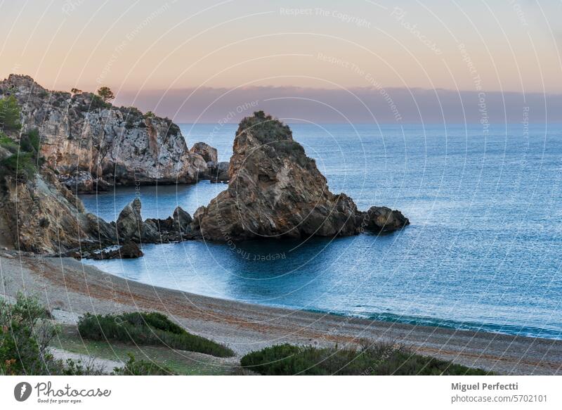 Cala del Cañuelo, beach located in the natural area Acantilados de Maro, in the municipality of Nerja, Malaga cañuelo cove nerja malaga andalusia mediterranean