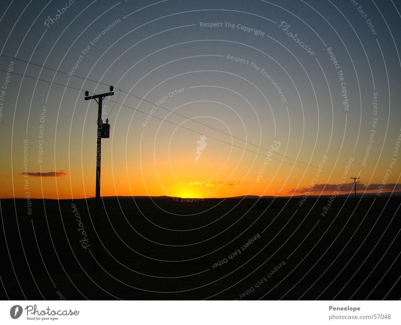 sunset Sunset Electricity Iceland Clouds Horizon Cable Sky Evening Nature