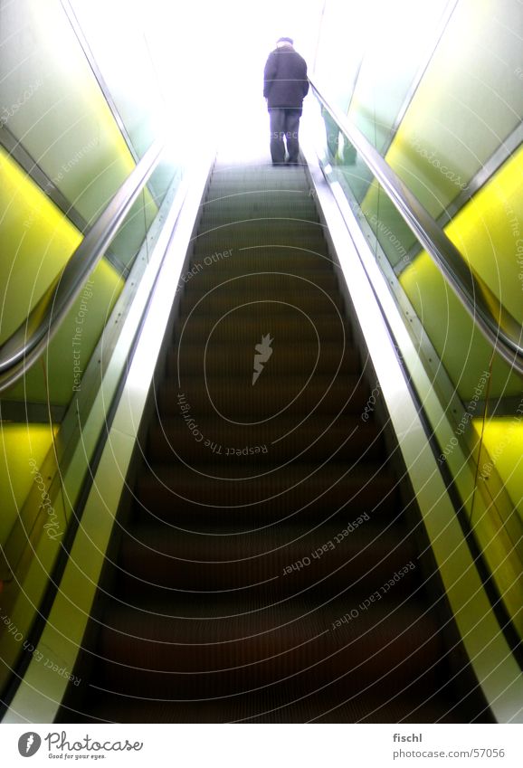 way 2 heaven Escalator Expressway exit Senior citizen Broken Fragile Cool-headed Enchanting Pearly Gates Stairs Male senior Zurich Subway station