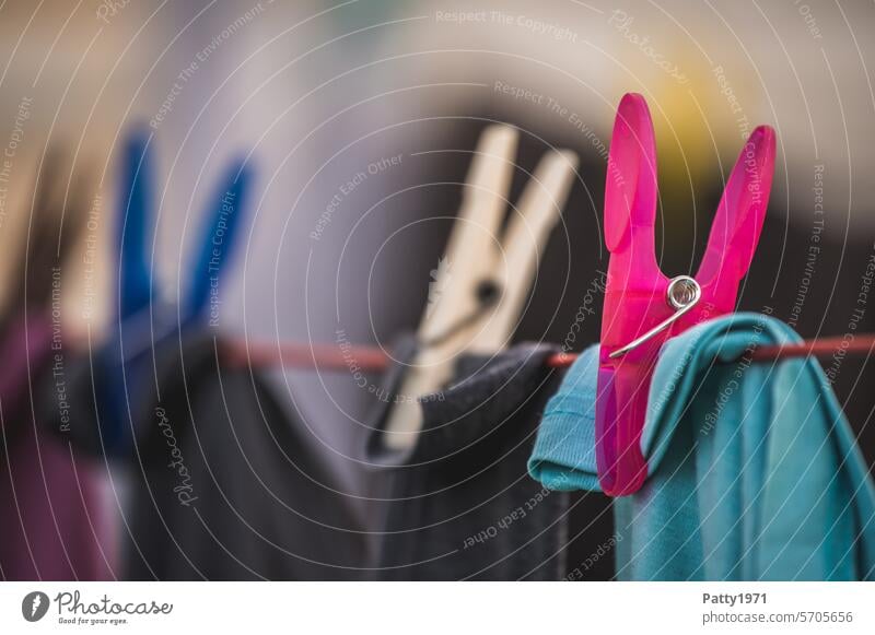 Laundry on the line. Close up of a clothespin. clothesline Dry Close-up Washing day Household Hang up Clean Holder Living or residing Photos of everyday life