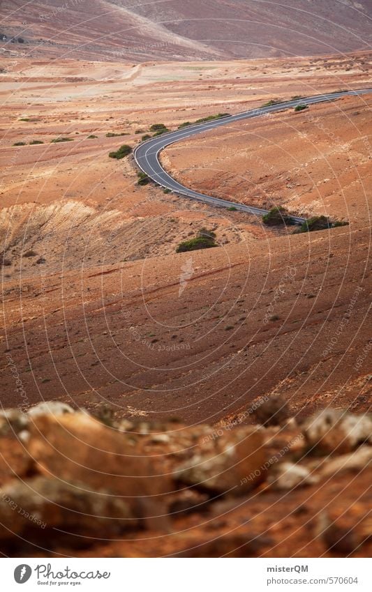 I.love.FV XIII Art Esthetic Street Landscape Loneliness Pass Freeway Overland route Spain Fuerteventura Volcanic Mountain Colour photo Subdued colour