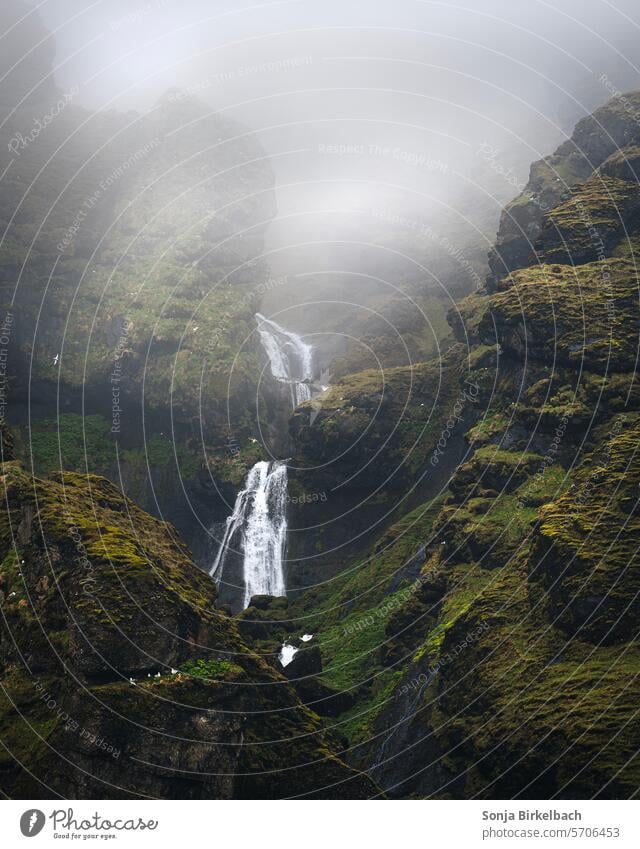 Small waterfall in Iceland near Vik i Myrdal Icelandic Icelandic nature Icelandic landscape Vík í Mýrdal Landscape Nature Water Rock naturally Tourism Waterfall