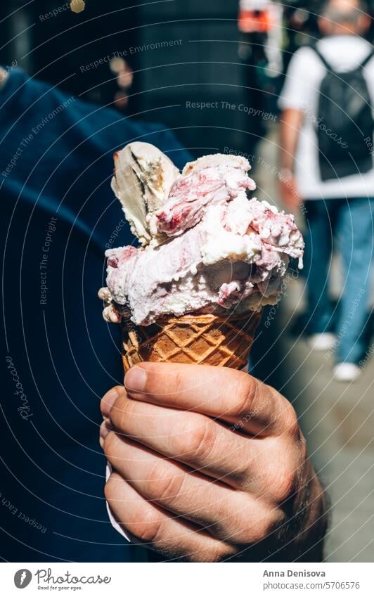 Amazing gelato ice cream during summer hot day ice-cream take away double cream popular homemade pot cone healthy strawberry chocolate vanilla trendy london