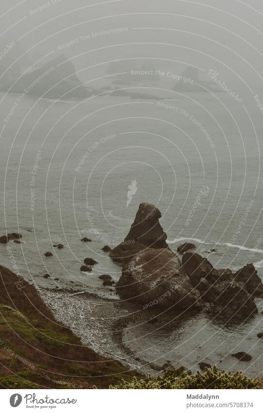 Moody Artistic Photo of a coastline in the Oregon Coast in the Pacifoc Northwest PNW oregon ocean cliffs rocks landscape travel nature shore sea water tourism