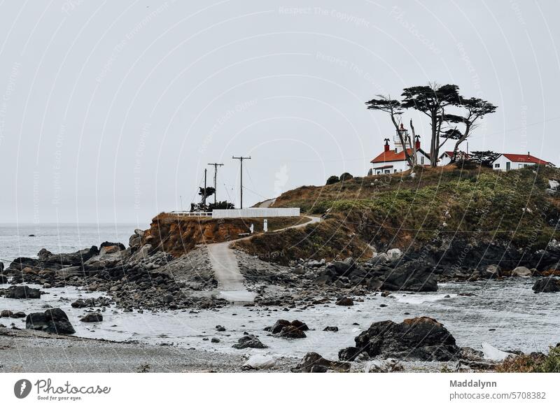 Battery Point Lighthouse on the Coast of Northern California lighthouse water ocean island california Island Water Sky Landscape Rock Vacation & Travel Nature