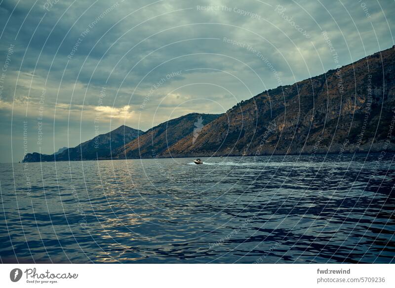 Panoramic view along the Amalfi Coast Tourism vacation Vacation & Travel Italy coast Summer Landscape Bay Summer vacation Ocean Panorama (View) Mediterranean