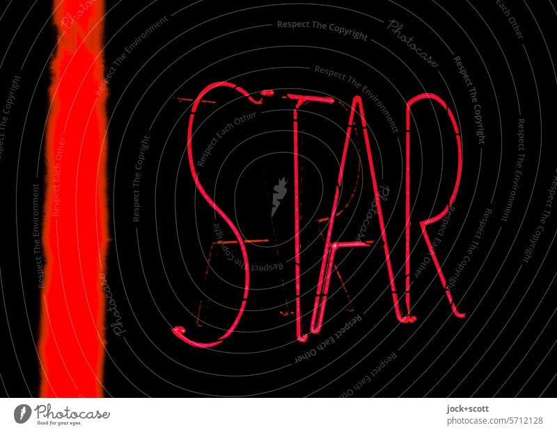 |STAR Starling Word Characters Typography Signs and labeling Neon light Neutral Background Capital letter Design Silhouette neon Illuminate bokeh neon sign Red