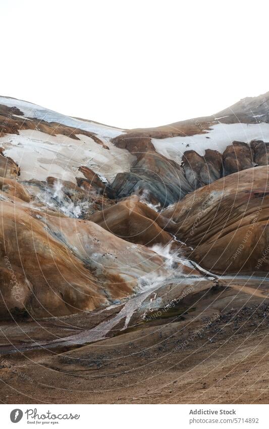 Geothermal landscape at KerlingarfjÃ¶ll in Iceland iceland kerlingarfjÃ¶ll geothermal vents steaming mountain highlands terrain volcanic nature travel