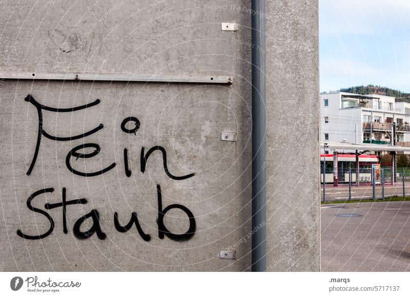 particulate matter Fine particles Environmental pollution Smog Energy industry Climate change Exhaust gas Characters Wall (building) Graffiti Town Tram