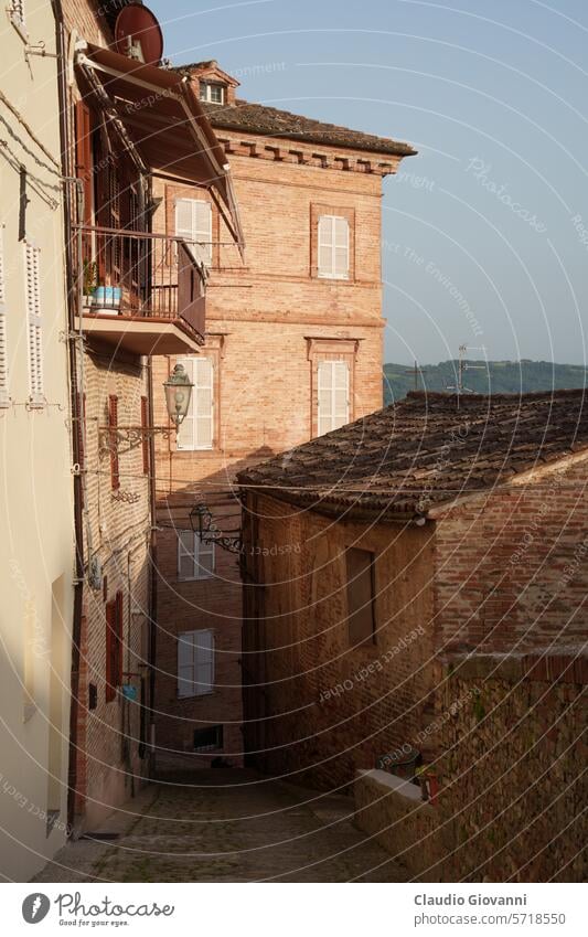 Amandola, historic town in Marche, Italy Europe Fermo architecture building city cityscape color door exterior house old outdoor photography plant street travel