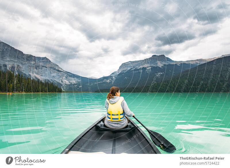 Moraine Lake in the morning with reflection Canada Mountain Clouds Water Icefield parkway Rocky Mountains Vacation & Travel Exterior shot Colour photo Tourism