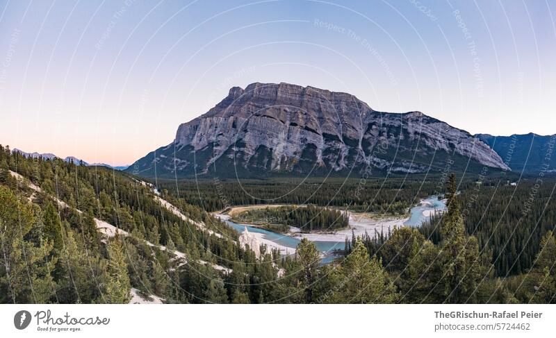 River with mountain in the background Mountain Canada Banff National Park banff Blue Forest out Alberta Rocky Mountains Landscape Nature Exterior shot Lake