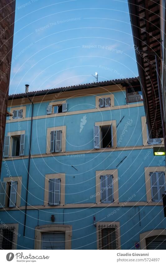 Historic buildings of Foligno, Umbria, Italy Europe Marche Perugia architecture city cityscape color exterior facade historic house old outdoor palace