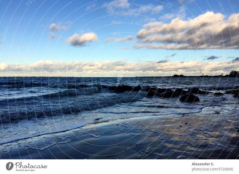 Beach on the Baltic Sea coast Baltic beach Baltic coast Water Sand Waves Swell Clouds Ocean Vacation & Travel vacation Relaxation Tourism Idyll