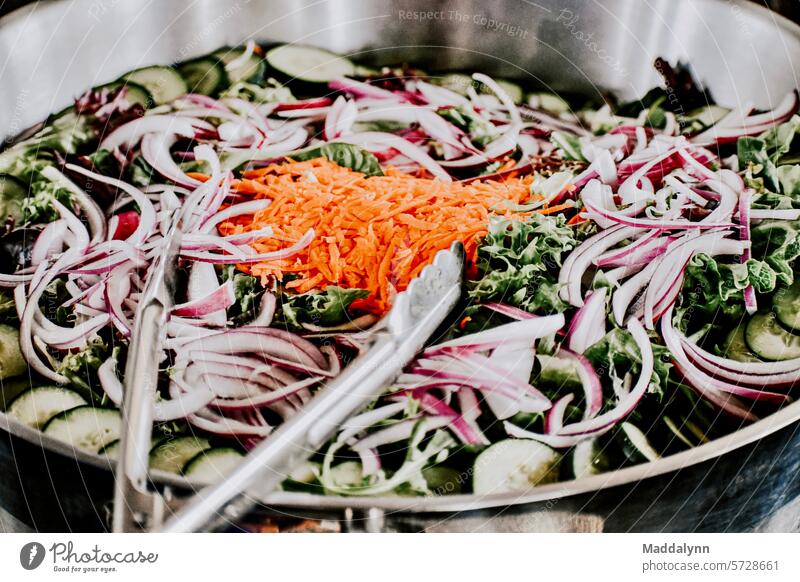 Tossed salad appetizing food photography with fresh vegetables Salad Food healthy Lettuce vegetarian Vegetable Fresh Nutrition Vegetarian diet Healthy