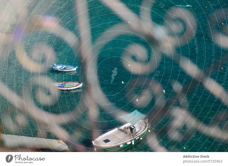 Aerial view of several boats at sea tranquility seaside moored boats water coast landscape nature calm blue outdoor scenic travel tourism destination idyllic