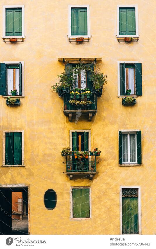 tourist routes of the old Venice Italy October alley architecture background beautiful city colorful day empty europe house intersection lifestyle light