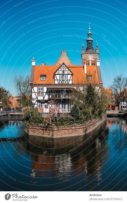 buildings and architectural elements historical part of Gdansk Poland Vintage architecture attraction baltic beautiful blue center church city cityscape dluga