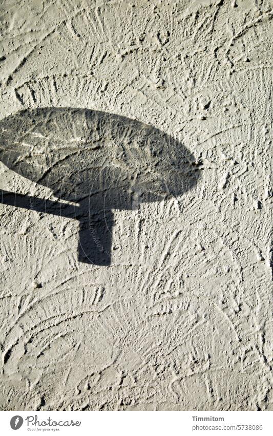 House no. 1 - Shadow of an outdoor lamp Lamp Wall (barrier) house wall Plaster Facade Exterior shot Deserted Old Gloomy remembrances light and dark