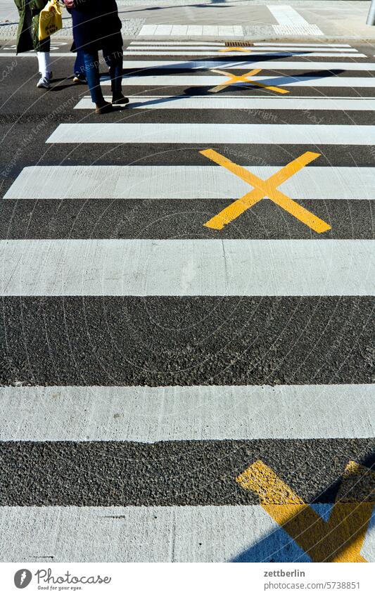 Crossed crosswalk Berlin city Germany Worm's-eye view Capital city downtown Kiez Life Light Middle Modern Places Shadow Town city district street photography