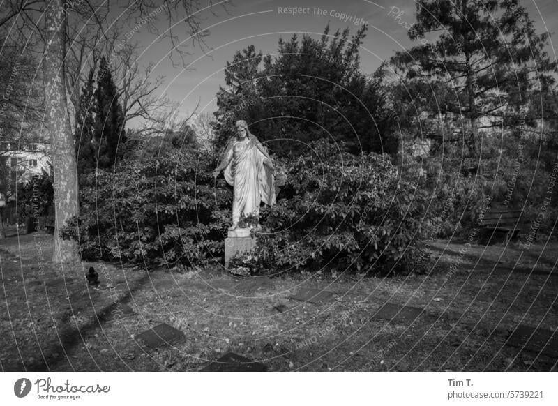 Jesus statue in a cemetery Jesus Christ Cemetery Religion and faith Christianity Belief Berlin b/w Winter Middle Hope religion believe Faith & Religion