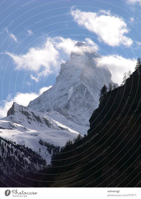 Matterhorn CH Switzerland Clouds Mountain White Beautiful Heavenly Winter Alps Snow Nature Blue Stone Weather