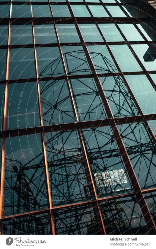 Reflection of the scaffolding of a former cooling tower of the Hansa coking plant (Dortmund) Coking plant Industry Industrial heritage Steel factory coke