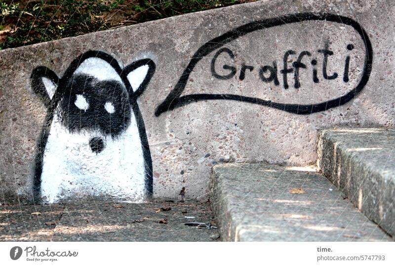 Street Art Statement graffiti Drawing Wall (barrier) urban Speech bubble Stairs Landing Fantasy creatively painting Architecture statement street art