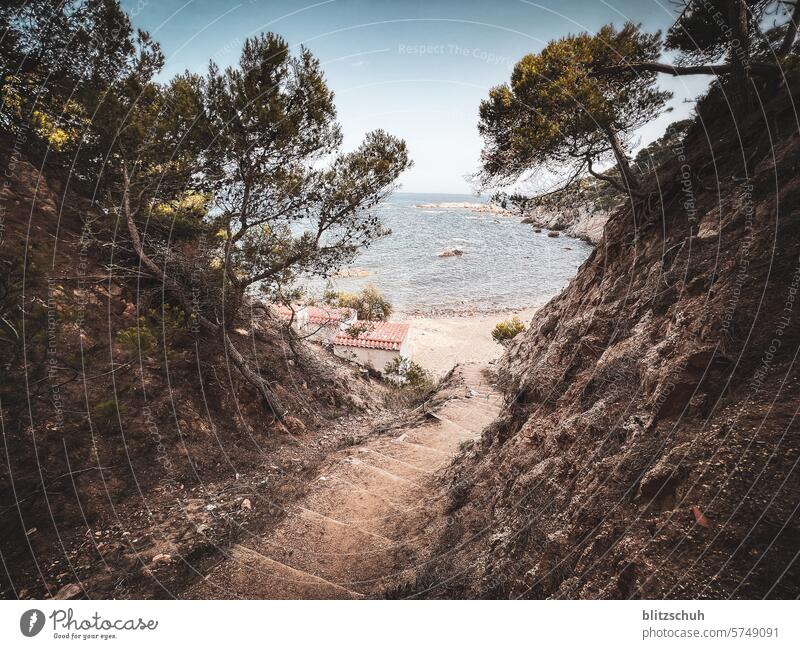 Bay with beach on the Mediterranean Spain Catalonia Tourism Landscape Nature Summer Picturesque Europe Spanish Destination travel Ocean Stone Beach Girona Water