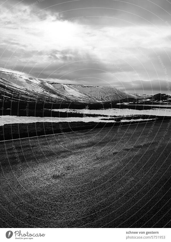 draw clouds Iceland Clouds mountains Street Mountain Exterior shot Sky Vacation & Travel Environment Climate naturally Nature Landscape Moody Day Deserted