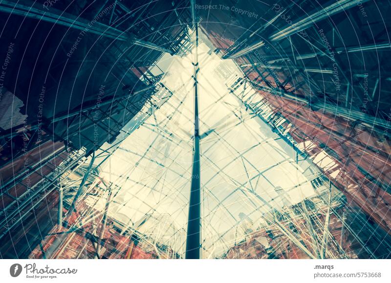 botched construction Double exposure Worm's-eye view Abstract Skyward Ambitious Scaffold Perspective Exceptional Facade Architecture Line Crazy Irritation