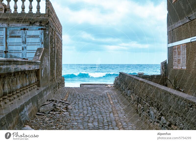 The seaside path is not just a one-way trip to the sea! Way to the beach Atlantic Ocean houses Paving stone Ravages of time Decline Transience Change Derelict