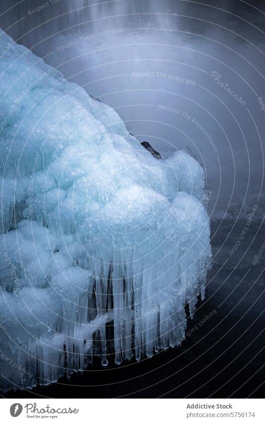 Ethereal Icicles Hanging from a Glistening Ice Formation iceland high angle from above icicle formation glistening shimmering overhang suspended delicate